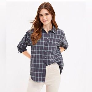 Loft Plaid Pocket Tunic Shirt